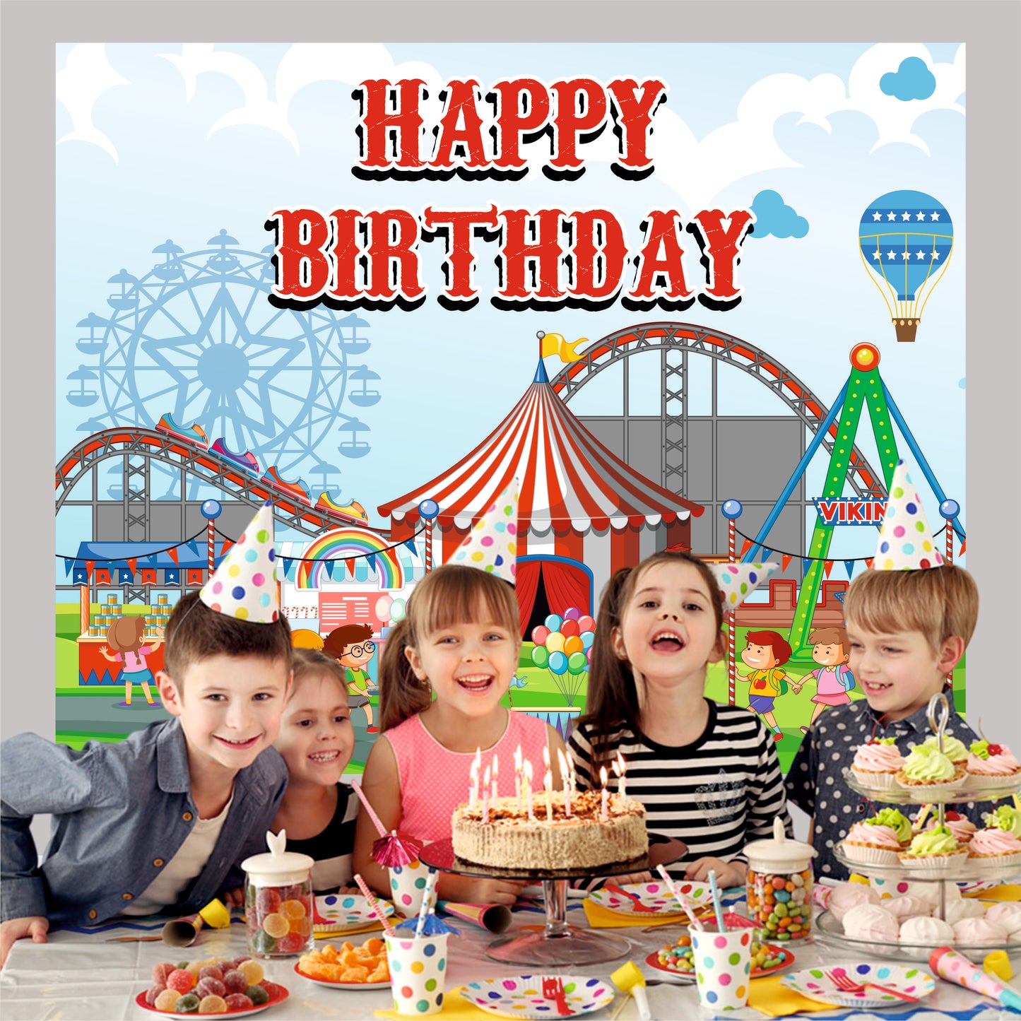 Circus Carnival Happy Birthday Theme Party Decoration for Kids Birthday