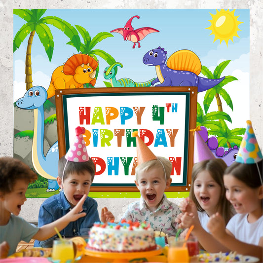 Customised Dinosaur Birthday Banner Theme Party Decoration