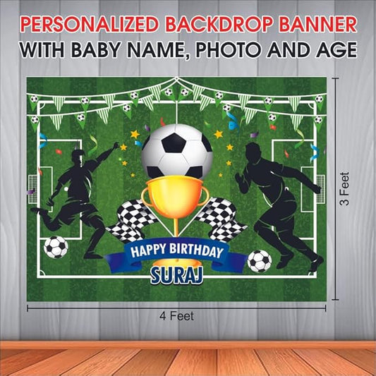 Customised Soccer Birthday Backdrop Theme for Boys