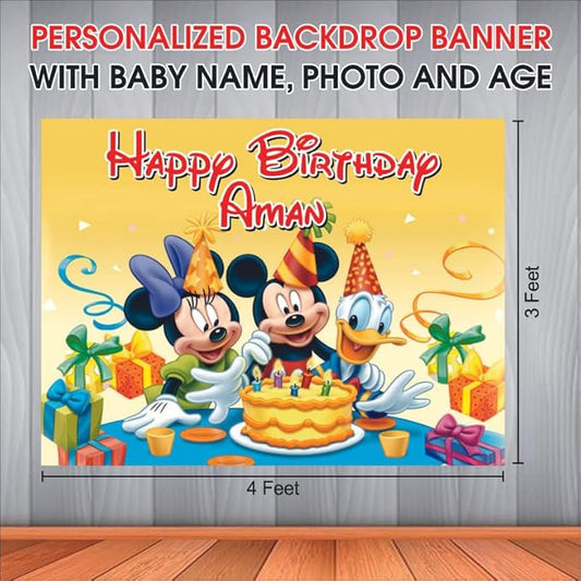 Customised Mickey & Friends Birthday Backdrop Theme