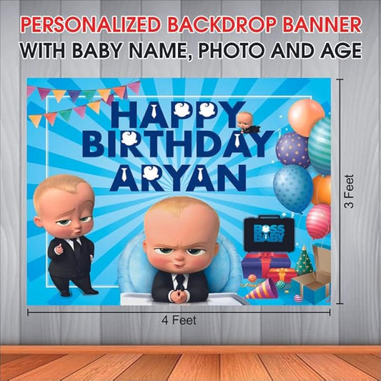 Customised Boss Baby Boy Birthday Banner Theme