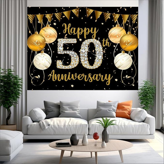 50th Anniversary Backdrop for Photo Booth & Stage Decor