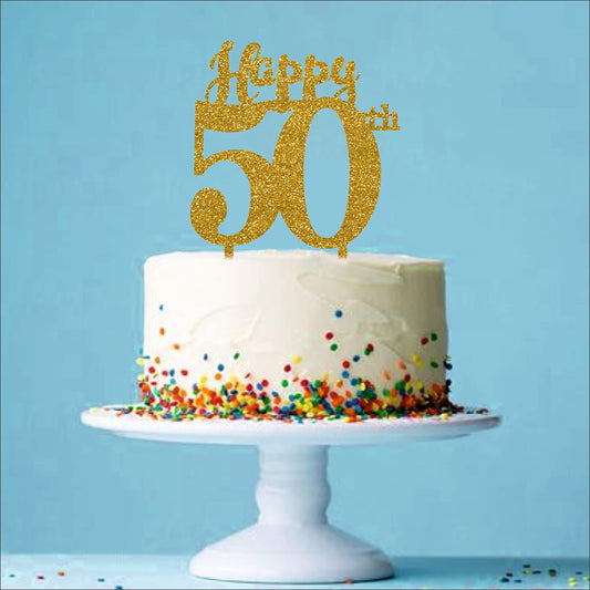 Acyrlic Silver Glitter Finish Couple Cake Topper for Decoration (50th Silver, 4.5X6.25 Inches) (Copy)