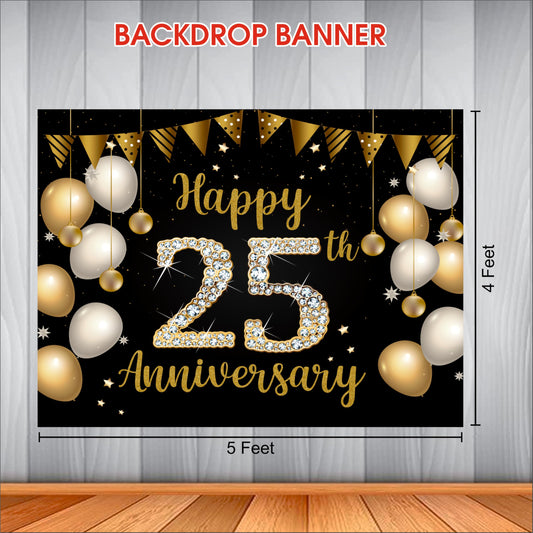 Happy 25th Anniversary Backdrop for Photo Booth & Stage Decor