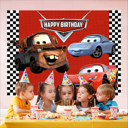 Cars Birthday Theme Backdrop for Kids