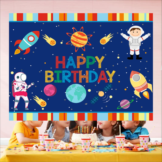 Space Birthday Theme Backdrop for Kids