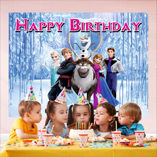 Frozen Birthday Theme Backdrop for Kids