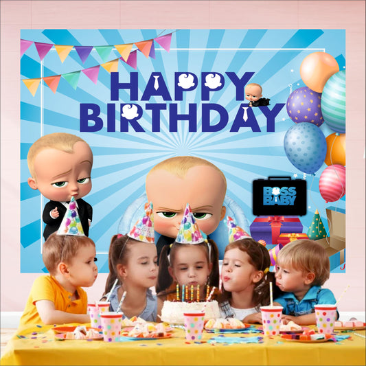 Boss Baby Boy Theme Birthday Backdrop for Kids