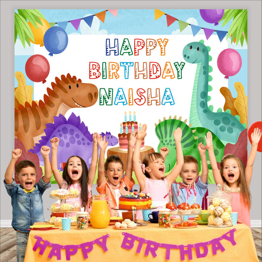 Dinosaur Birthday Backdrop Theme for Kids (Pack of 8)