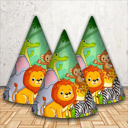 Jungle Caps for Theme Party | Animal Theme Caps for Girls & Boys | Birthday Cap for Kids
