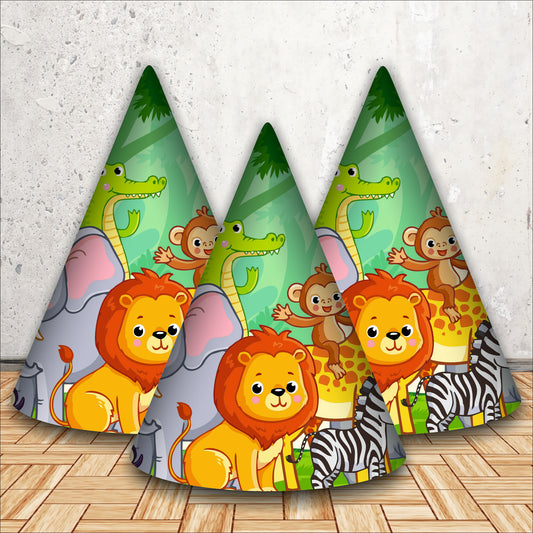 Jungle Caps for Theme Party | Animal Theme Caps for Girls & Boys | Birthday Cap for Kids