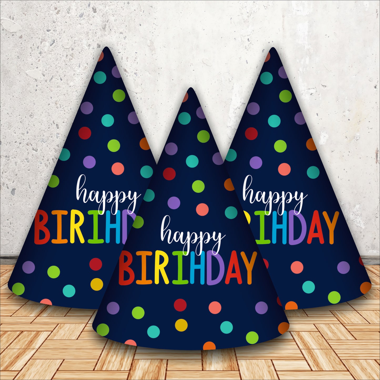 Happy Birthday Blue Polka Dot Caps | Party Hats for Girls & Kids