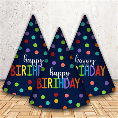 Happy Birthday Blue Polka Dot Caps | Party Hats for Girls & Kids