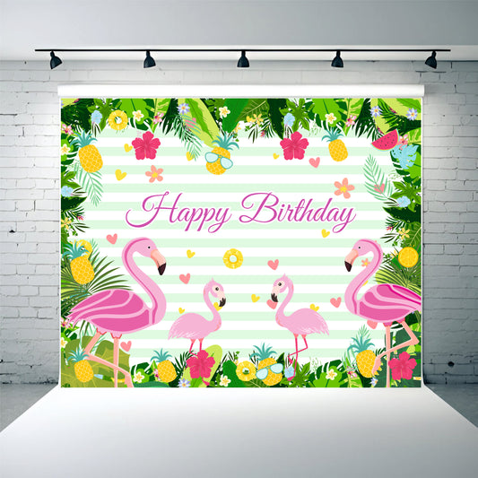 Flamingo Happy Birthday Backdrops Theme Decoration for Kids & Adults
