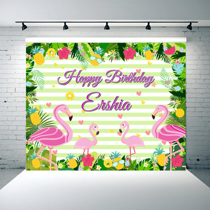 Customized Flamingo Happy Birthday Backdrops Theme Decoration for Kids & Adults
