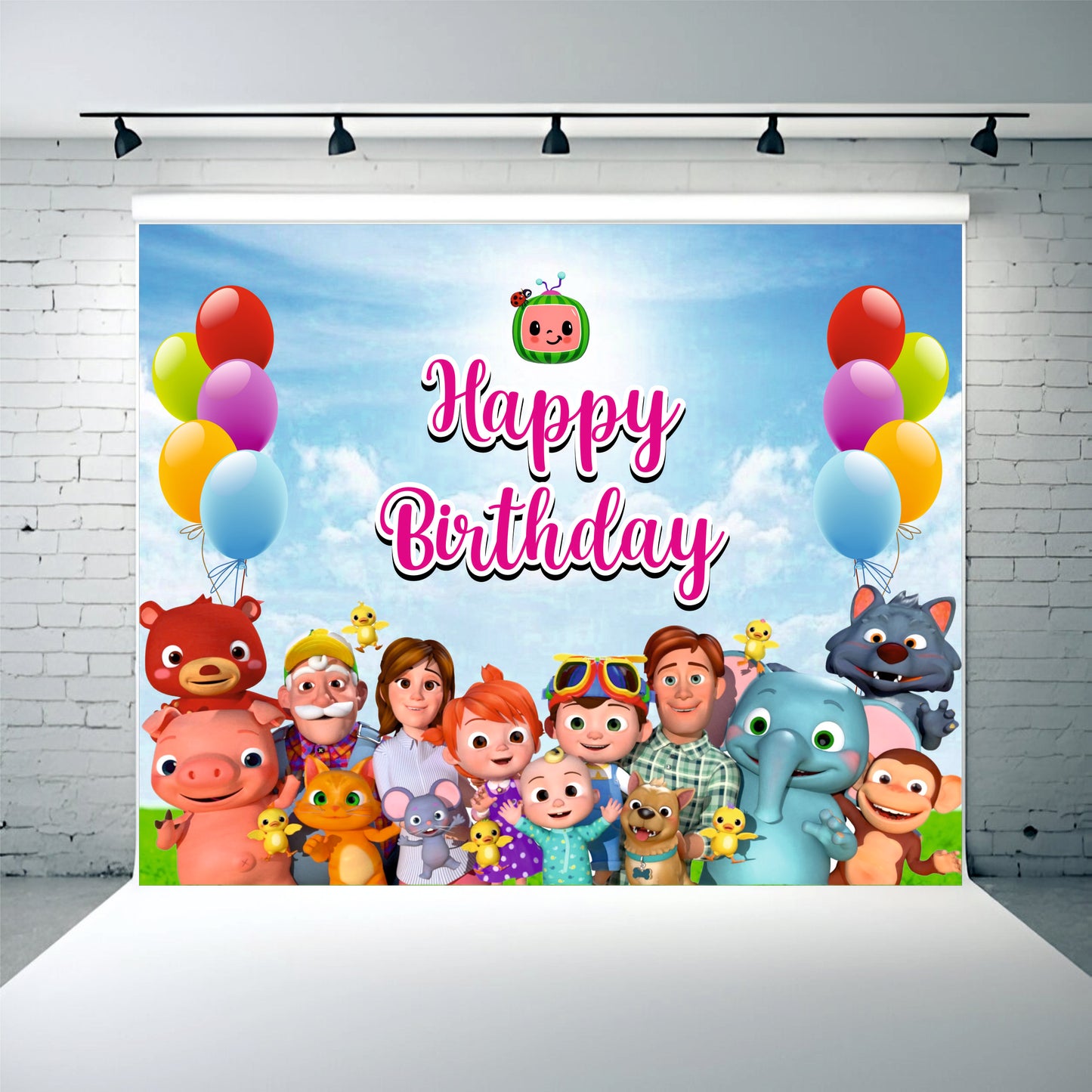 Cocomelon Theme Birthday Backdrop for Kids