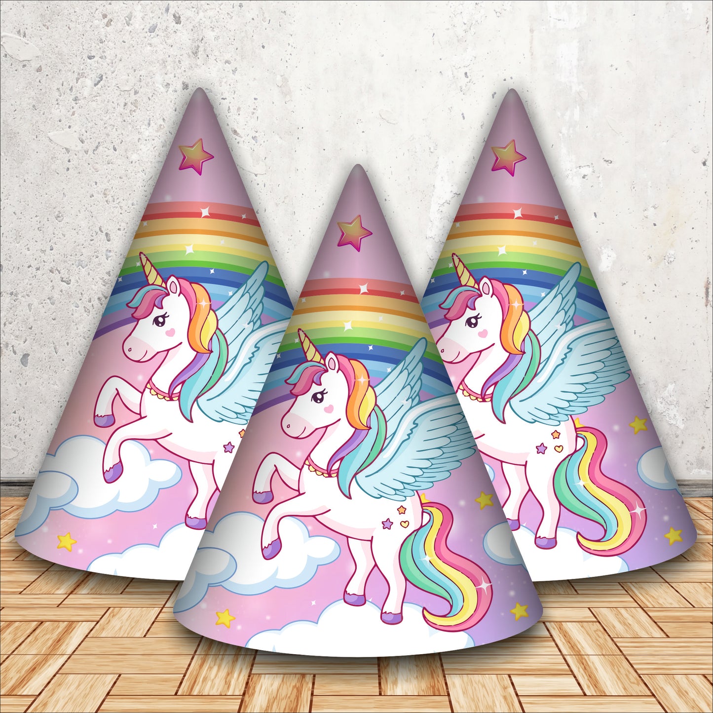 Unicorn Birthday Caps for Girls | Magical Party Hats with Glitter Horn | Unicorn Themed Party Caps