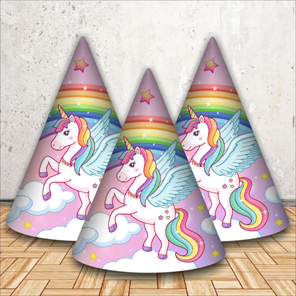 Unicorn Birthday Caps for Girls | Magical Party Hats with Glitter Horn | Unicorn Themed Party Caps