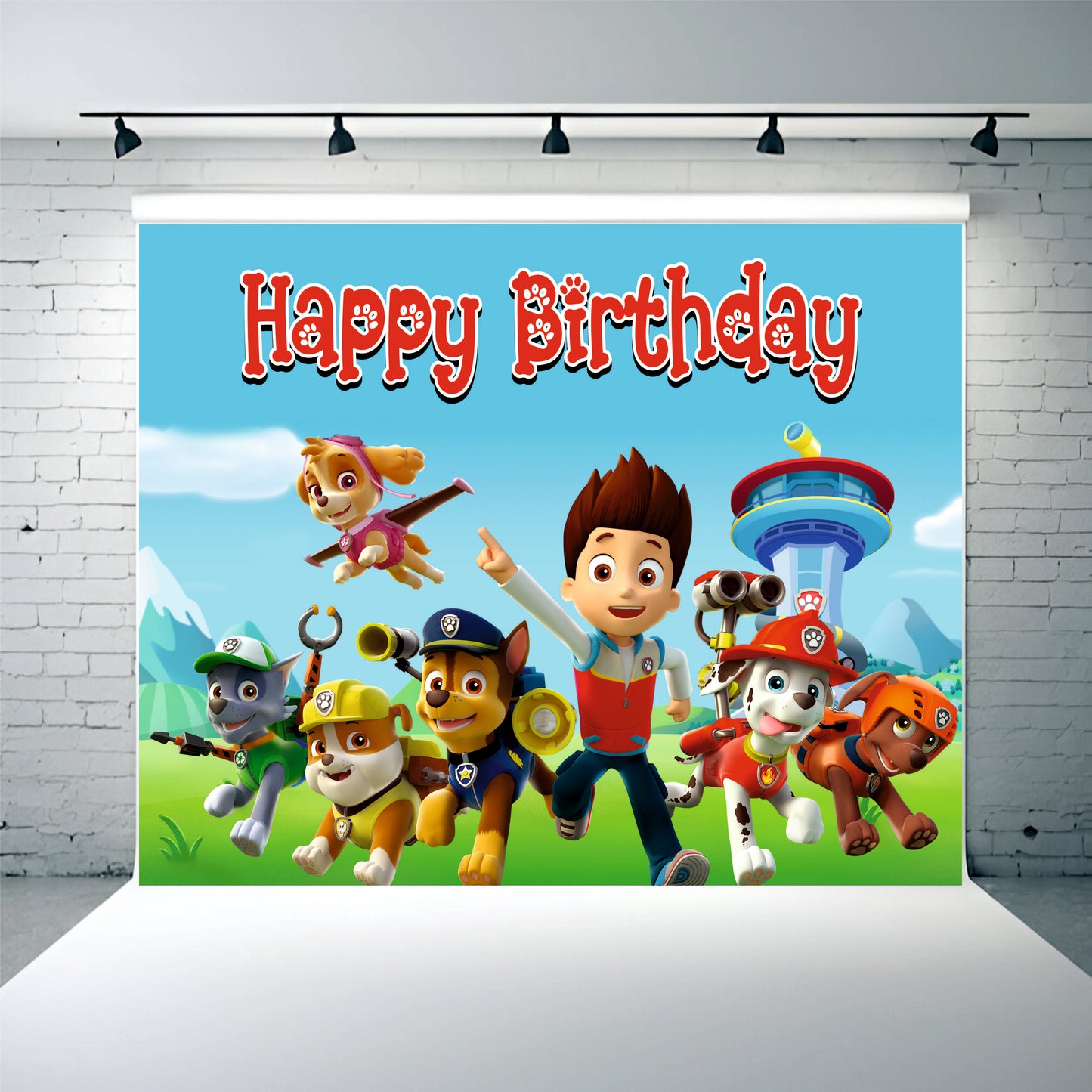 Paw Patrol Theme Birthday Backdrop for Kids