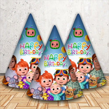 Cocomelon Happy Birthday Caps | Party Hats for Girls & Kids