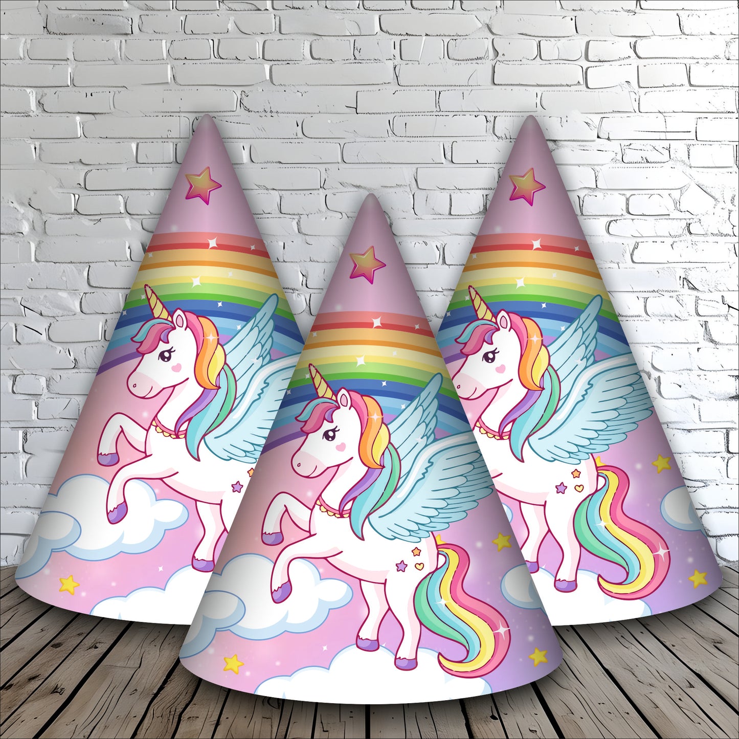 Unicorn Birthday Caps for Girls | Magical Party Hats with Glitter Horn | Unicorn Themed Party Caps