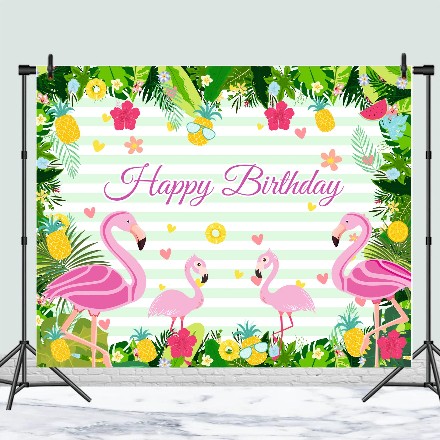 Flamingo Happy Birthday Backdrops Theme Decoration for Kids & Adults