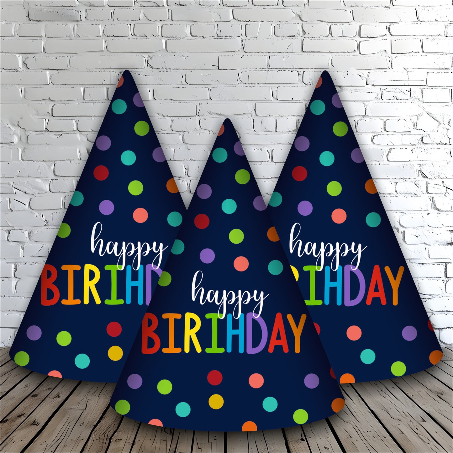 Happy Birthday Blue Polka Dot Caps | Party Hats for Girls & Kids