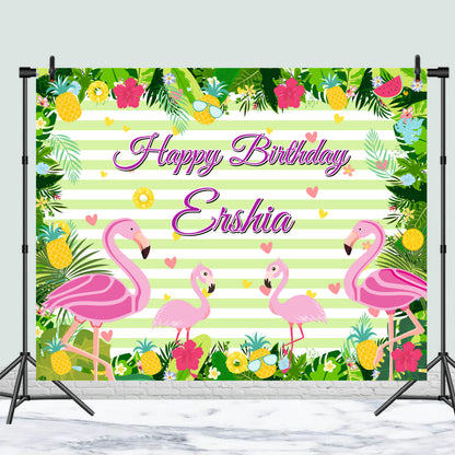 Customized Flamingo Happy Birthday Backdrops Theme Decoration for Kids & Adults