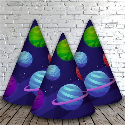 Space Theme Birthday Hats | Party Supplies for Kids | Space Adventure Themed Caps for Boys & Girls