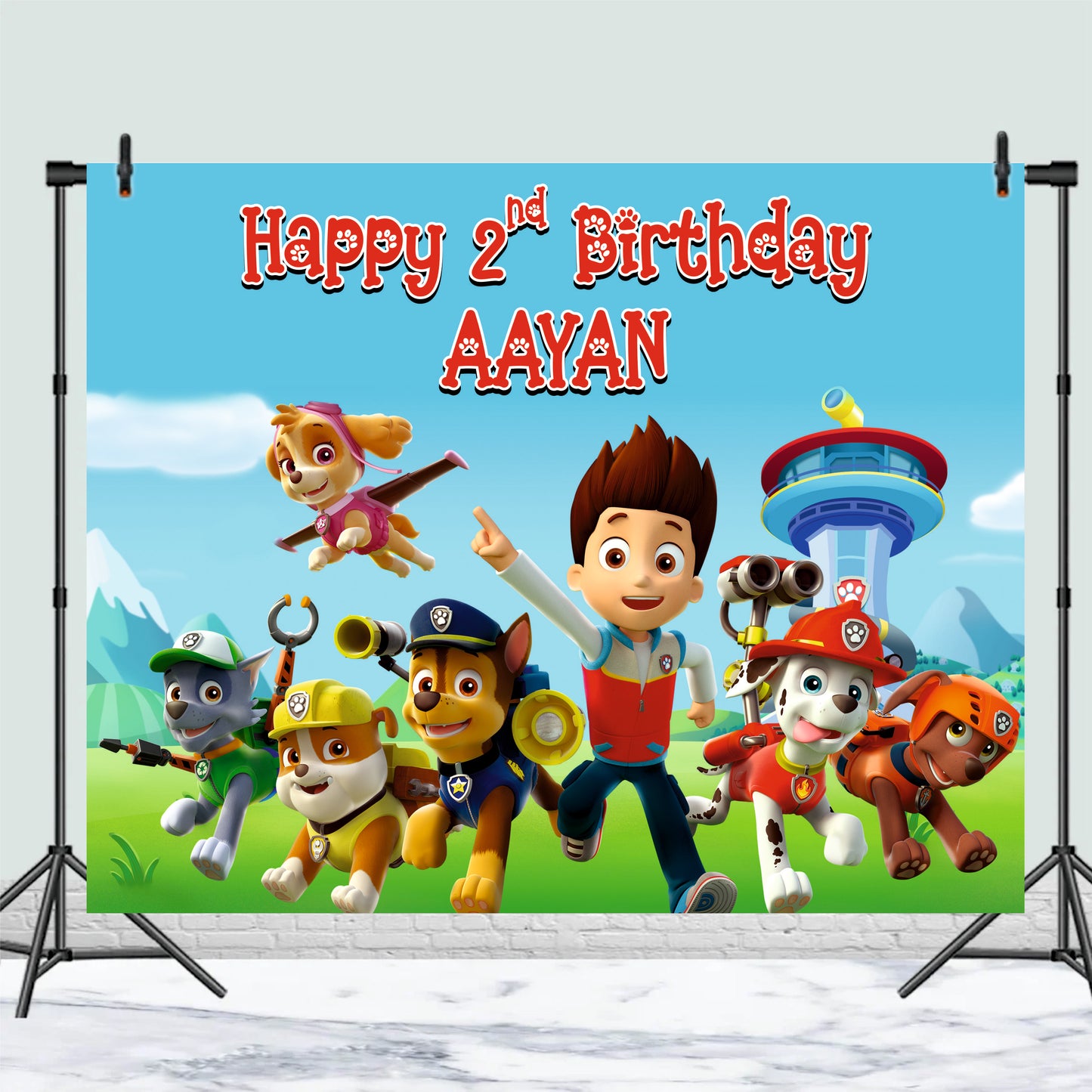 Customised Paw Patrol Theme Birthday Backdrop for Kids