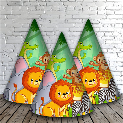Jungle Caps for Theme Party | Animal Theme Caps for Girls & Boys | Birthday Cap for Kids