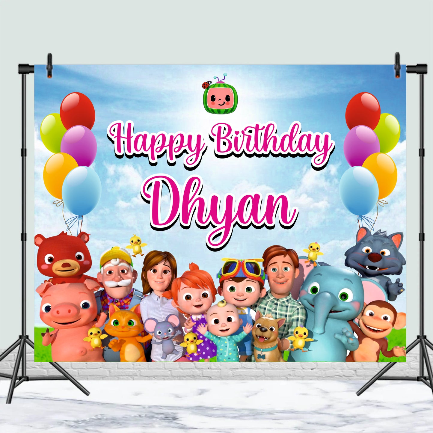 Customised Kids Cocomelon Birthday Banner Theme