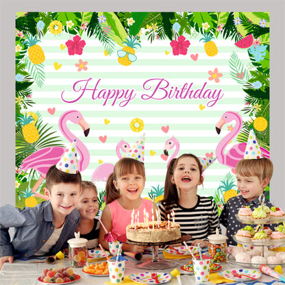 Flamingo Happy Birthday Backdrops Theme Decoration for Kids & Adults