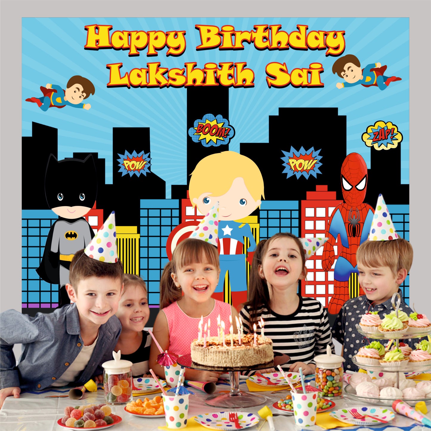 Little Superhero Customized Theme For Birthday Party Decoration