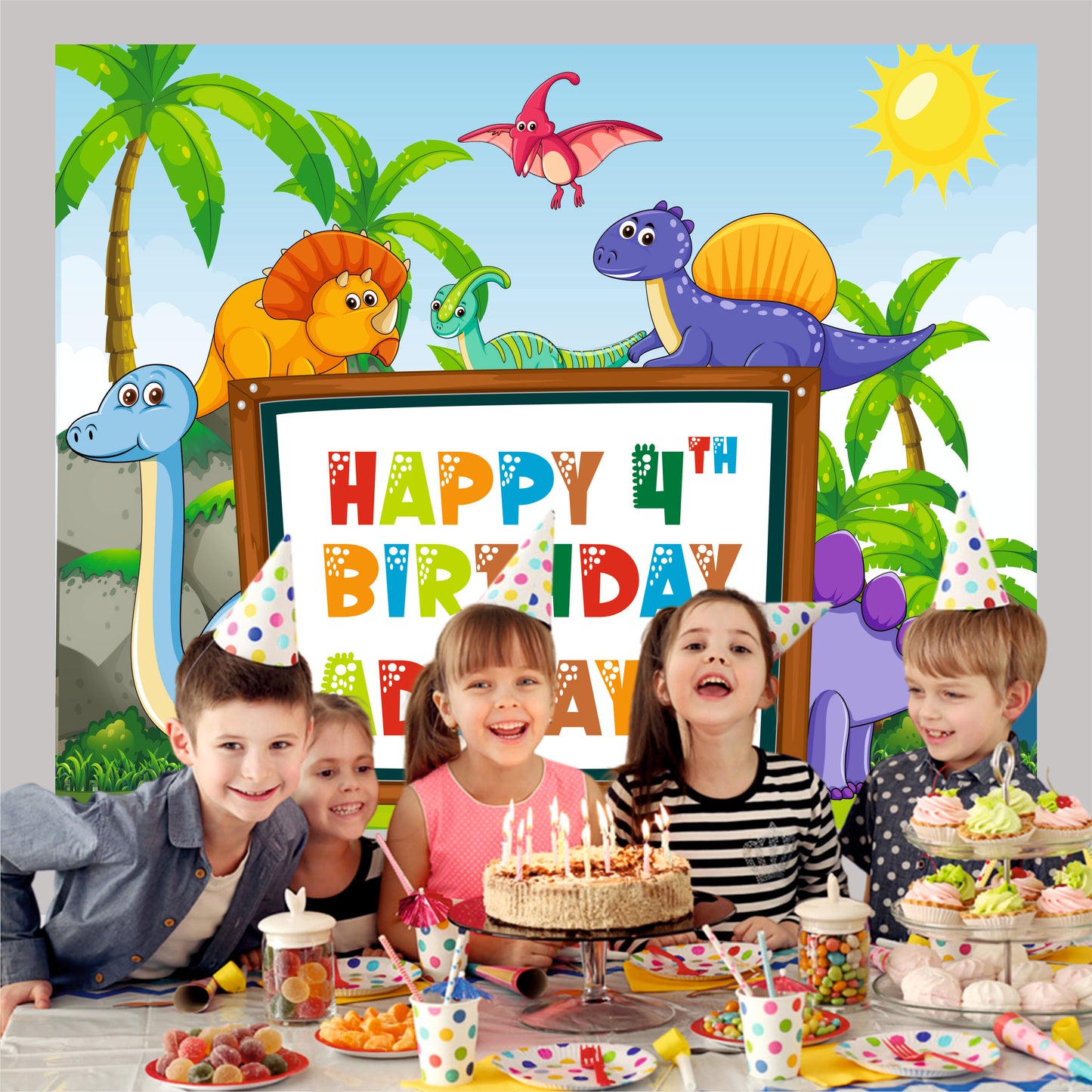 Customised Dinosaur Birthday Banner Theme Party Decoration