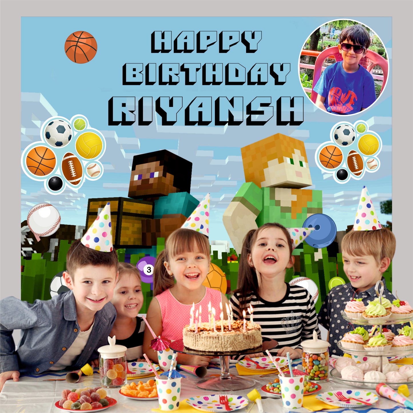 Minecraft Customized Theme For Birthday Party Decoration
