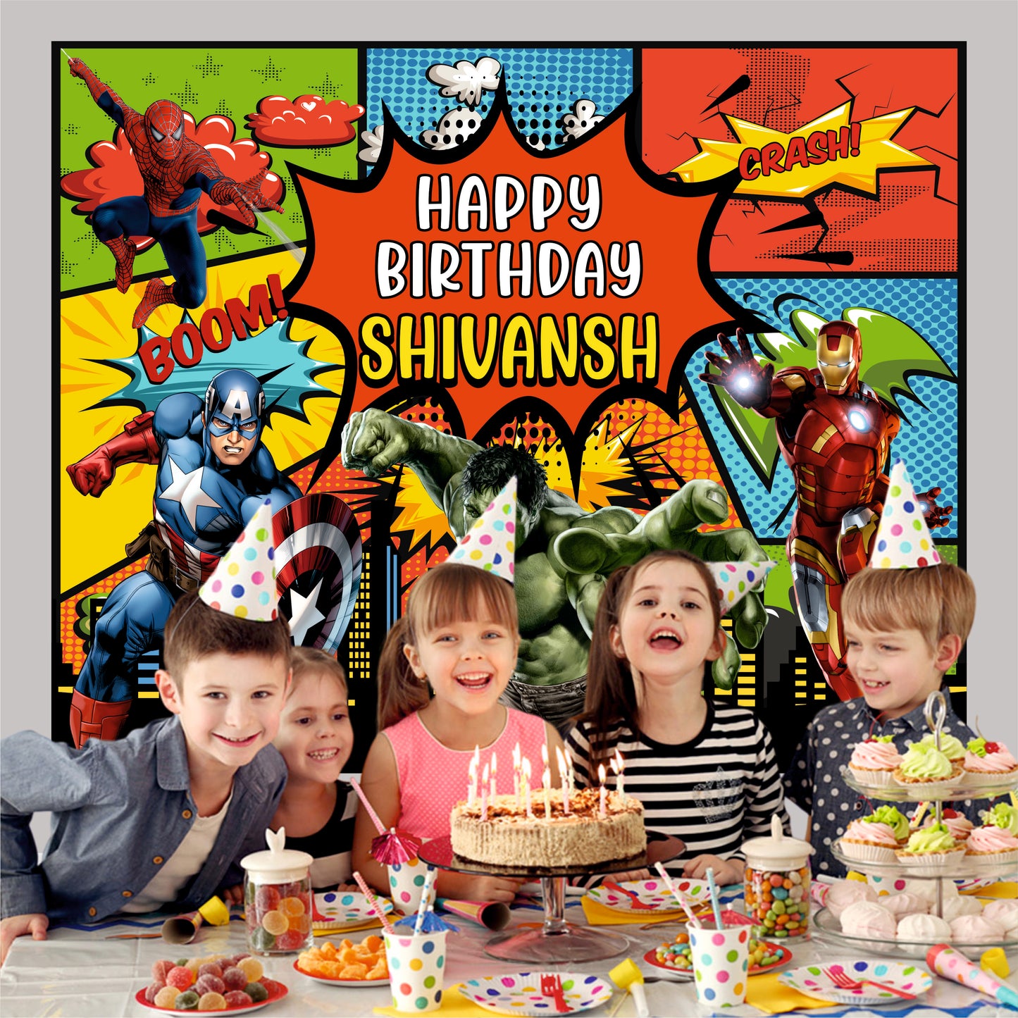 Customised Kids Avengers Birthday Banner Theme