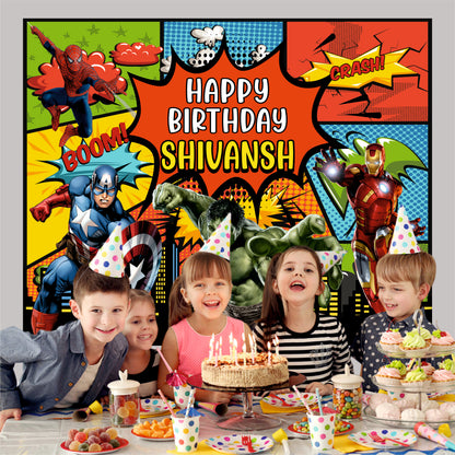 Customised Kids Avengers Birthday Banner Theme