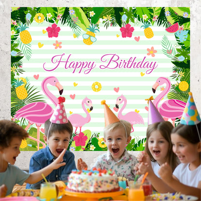 Flamingo Happy Birthday Backdrops Theme Decoration for Kids & Adults