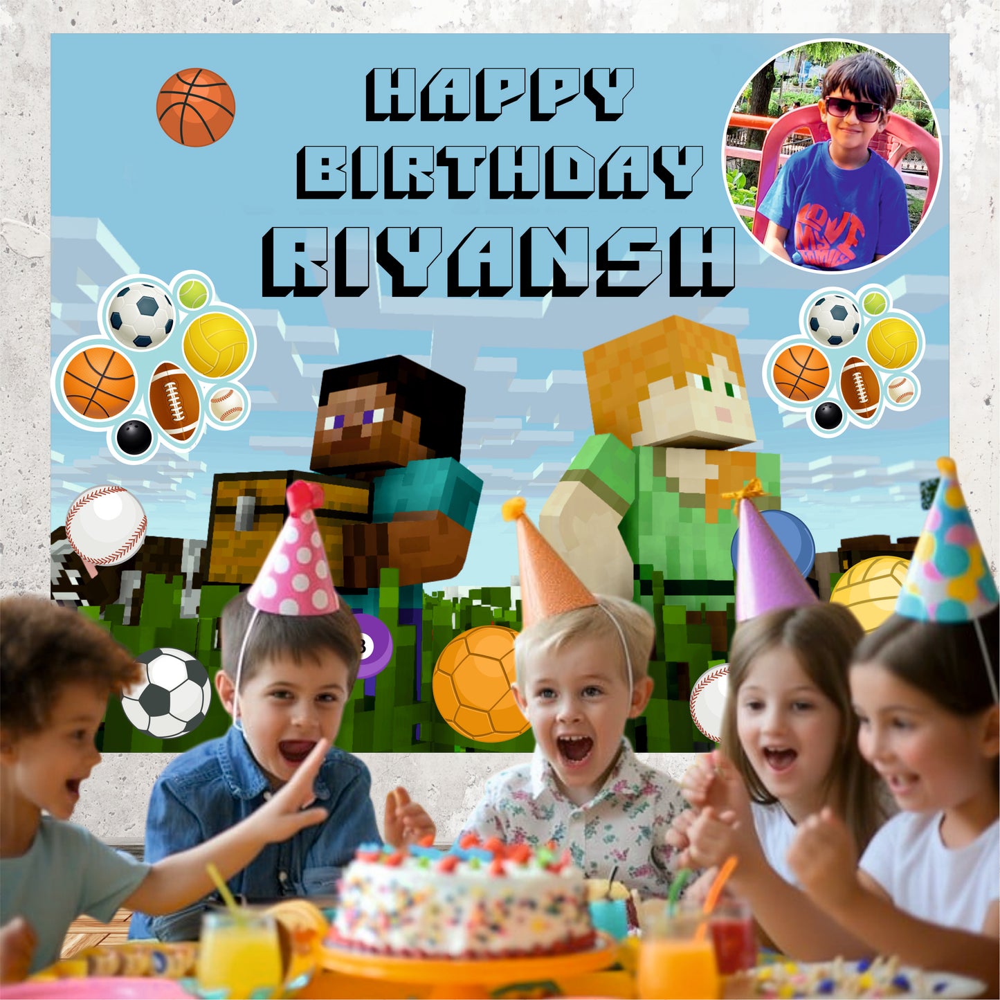 Minecraft Customized Theme For Birthday Party Decoration