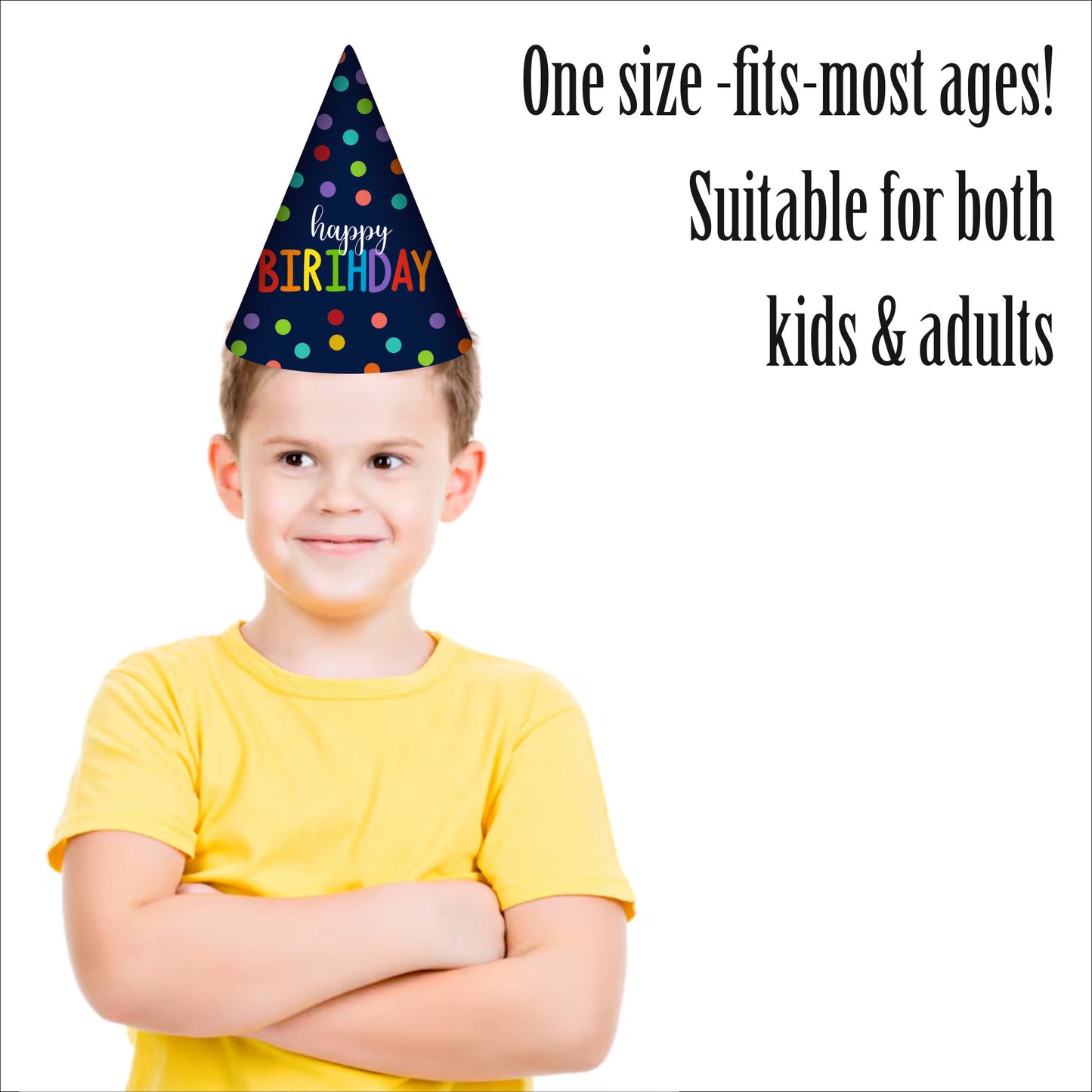 Happy Birthday Blue Polka Dot Caps | Party Hats for Girls & Kids