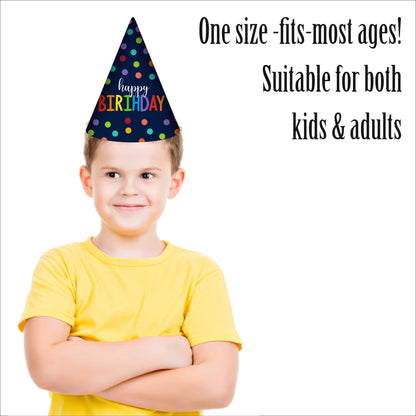 Happy Birthday Blue Polka Dot Caps | Party Hats for Girls & Kids