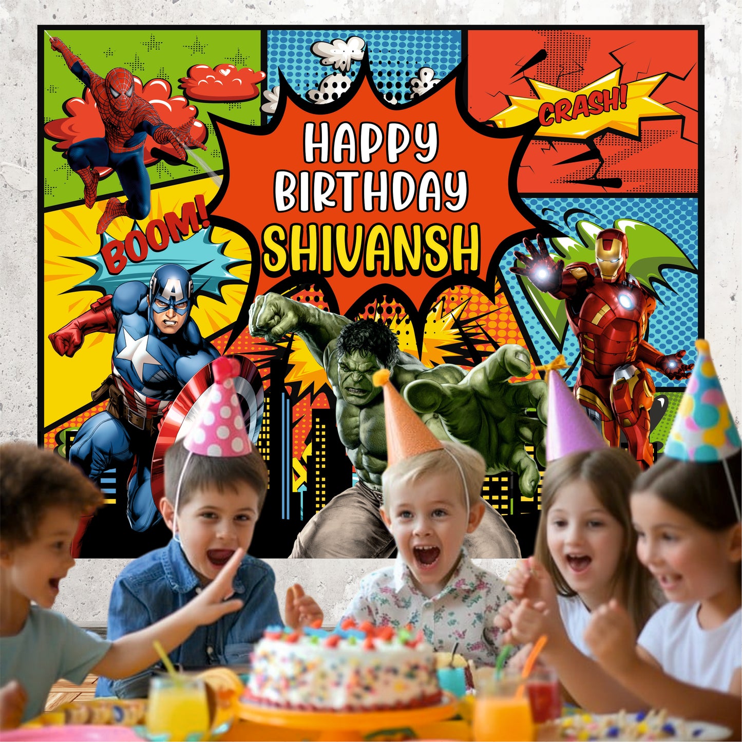 Customised Kids Avengers Birthday Banner Theme