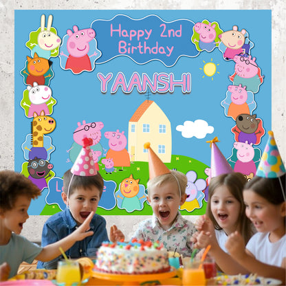 Customised Peppa Pig Theme Birthday Backdrop for Kids – 4×3 Feet