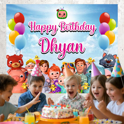 Customised Kids Cocomelon Birthday Banner Theme