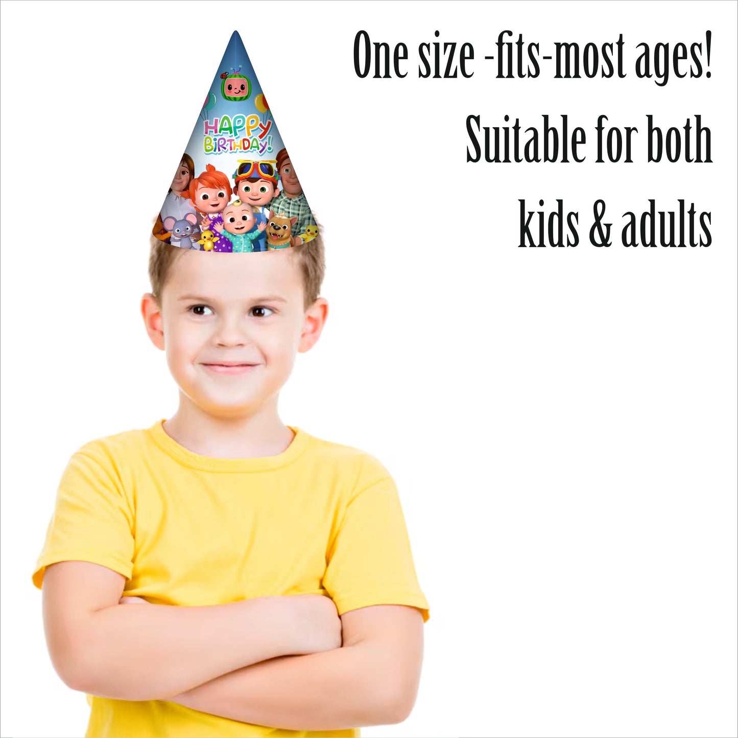 Cocomelon Happy Birthday Caps | Party Hats for Girls & Kids
