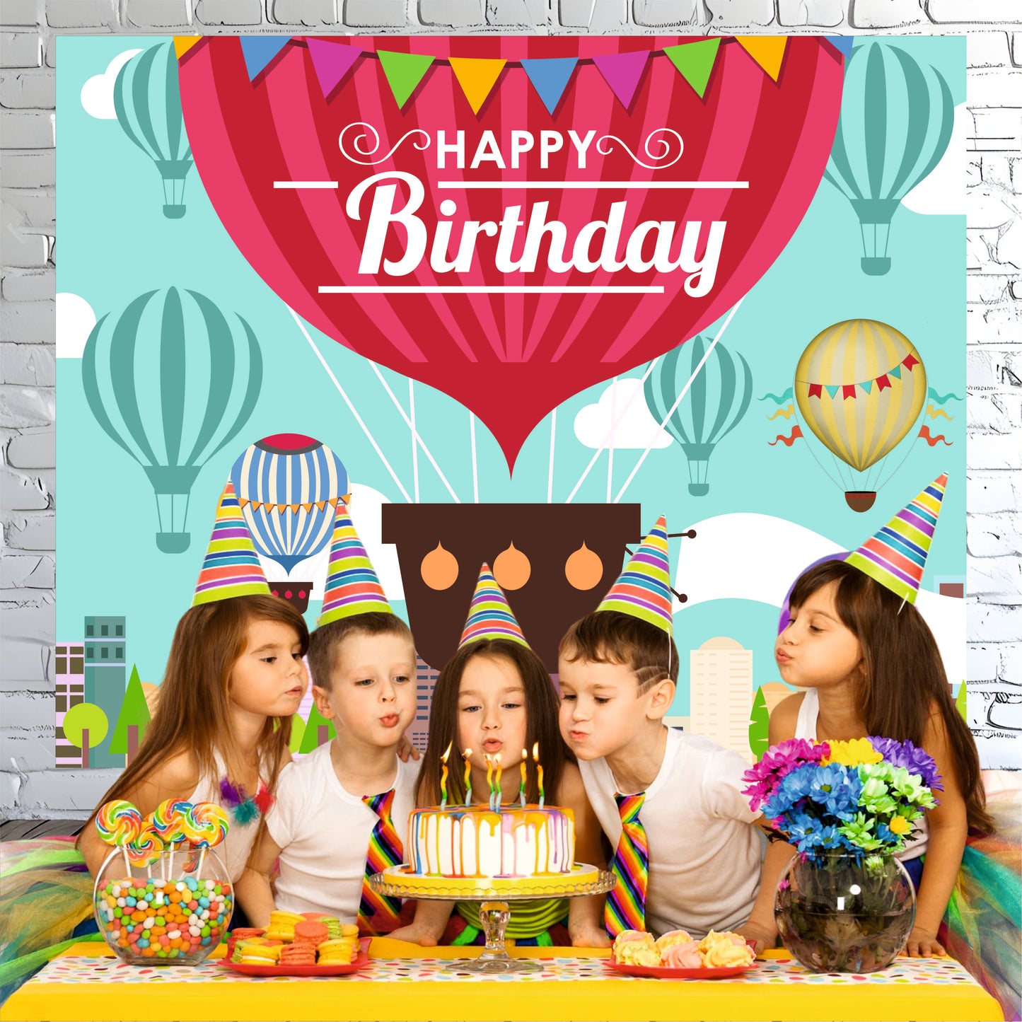 Hot Air Balloon Happy Birthday Theme Party Decoration for Kids Birthday