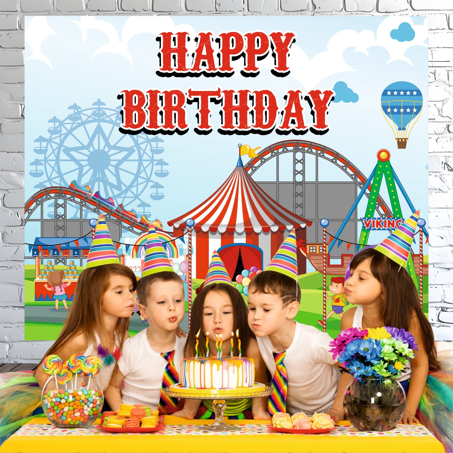 Circus Carnival Happy Birthday Theme Party Decoration for Kids Birthday