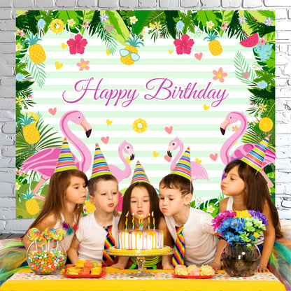 Flamingo Happy Birthday Backdrops Theme Decoration for Kids & Adults