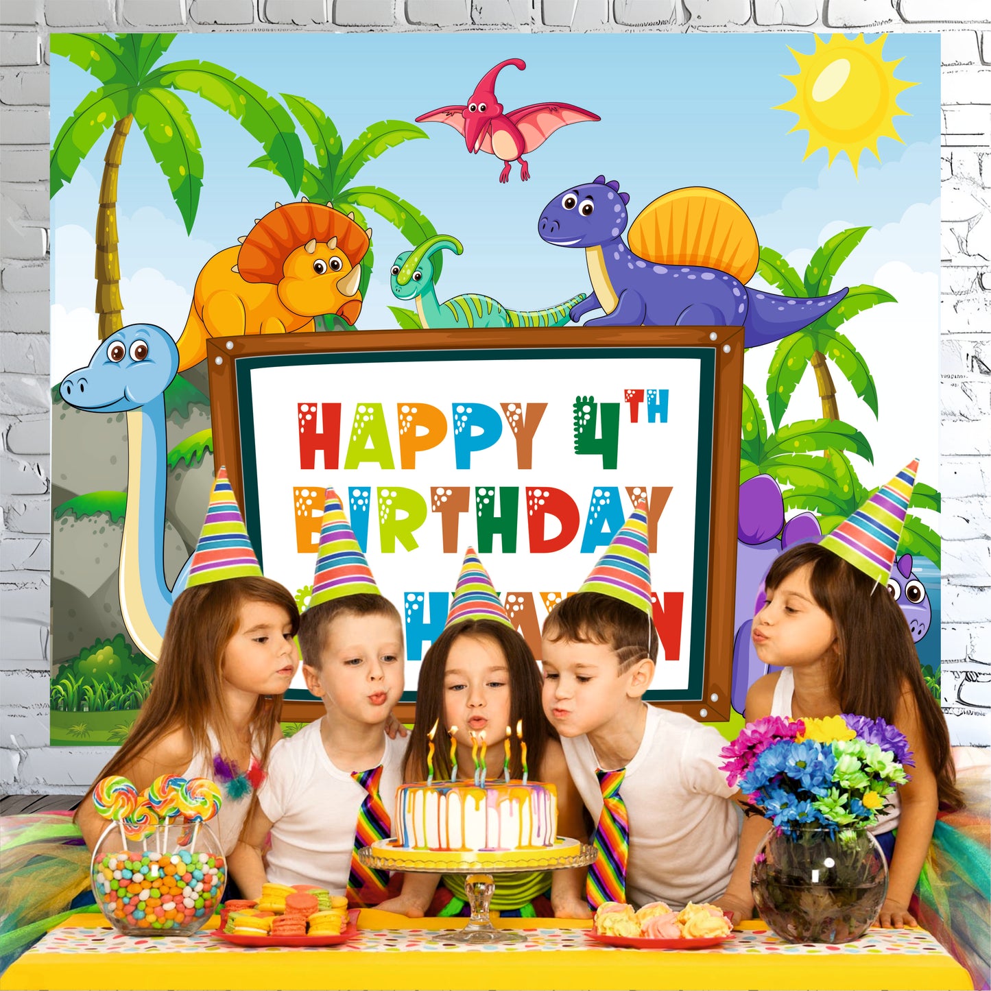 Customised Dinosaur Birthday Banner Theme Party Decoration